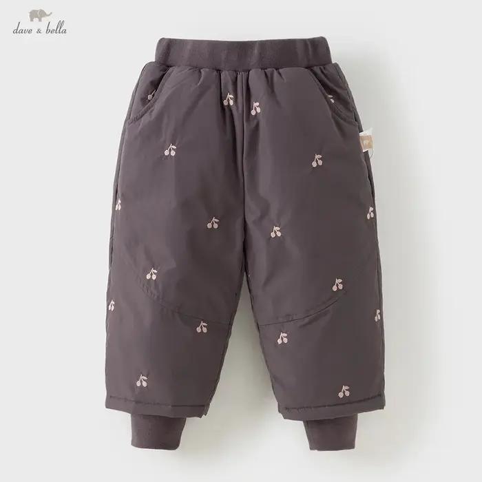 Dave Bella filles vers le bas pantalon automne hiver bébé taille élastique en peluche pantalon imper