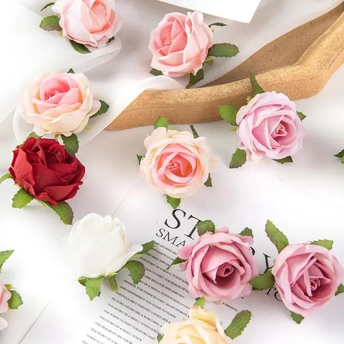 100 pièces fleurs artificielles bricolage boîte à bonbons gâteau décor à la maison couronnes décorat