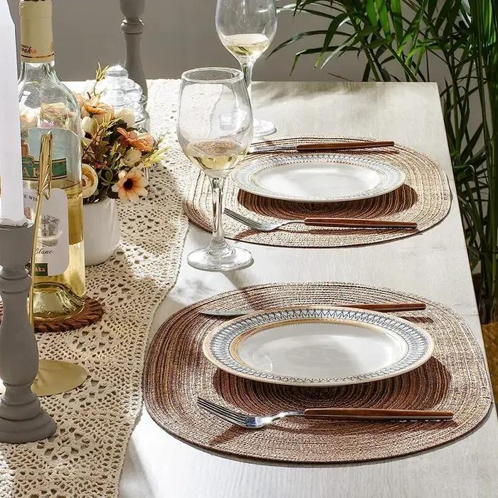 1/4/6/10 pièces tapis de Table ovales napperons tressés pour Tables à manger tapis de Table surdimen