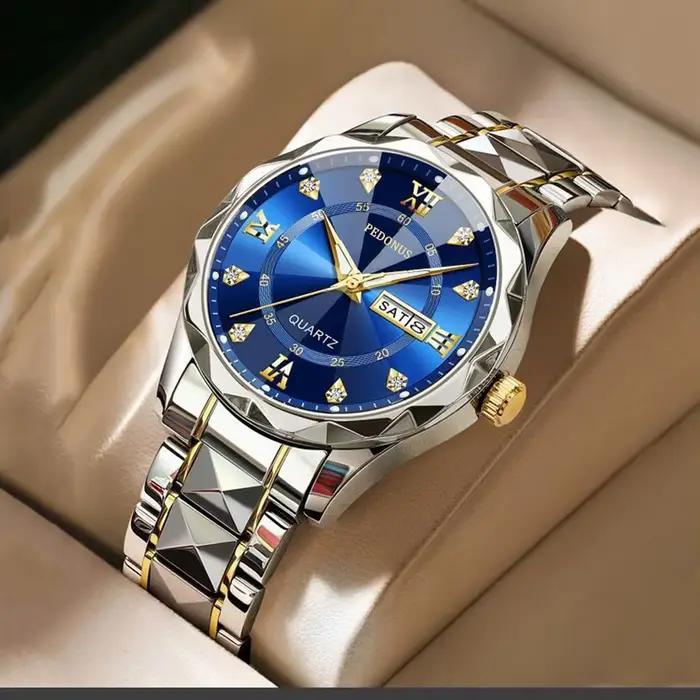 Montre de luxe pour homme, montre à quartz avec calendrier, mode et affaires