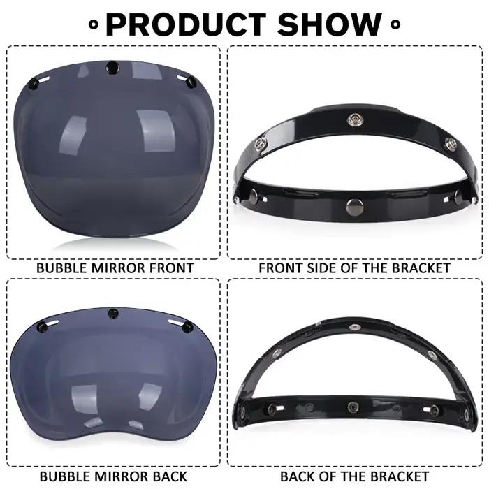 Visière de casque ouverte casques de moto visières à bulles rabattables visière de moto lentille de