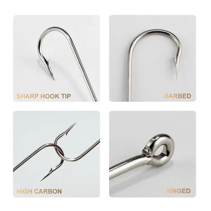 FTK rond Nickel grand hameçon de mer annelé 10 #-20 # 100 pièces/boîte hameçons de mer pliés de norv