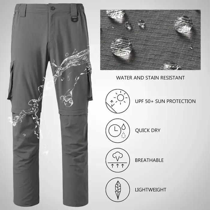 Bassdash-Pantalon convertible à séchage rapide pour homme, extérieur, fermeture éclair, degré d'eau,