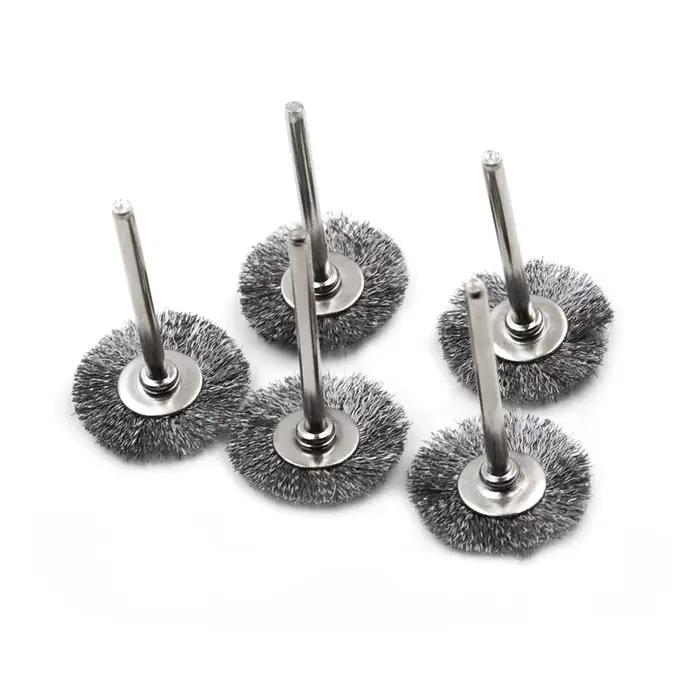 Jeu de brosses à roue métallique, perceuse, polissage, outils Dremel, tige de 3mm pour meuleuse élec