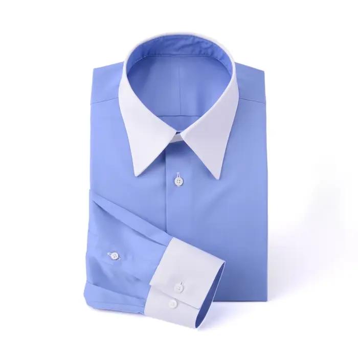 Chemise professionnelle à boutons de manchette pour homme, vêtement de travail, slim, blanc, noir, bureau, long, pointu