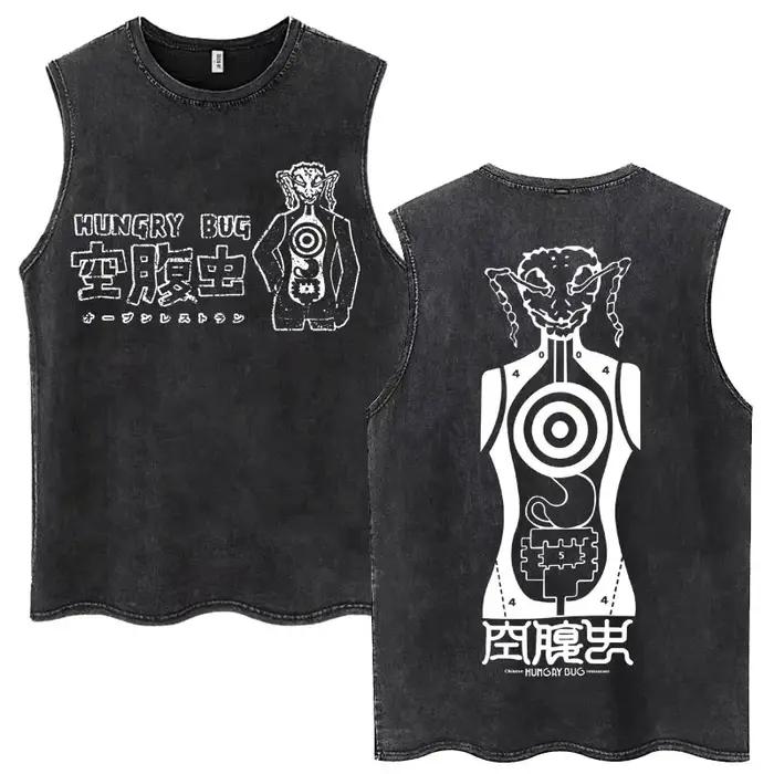 Débardeur délavé à motif de dessin animé japonais Dorohedoro pour hommes et femmes, 100% coton, mode