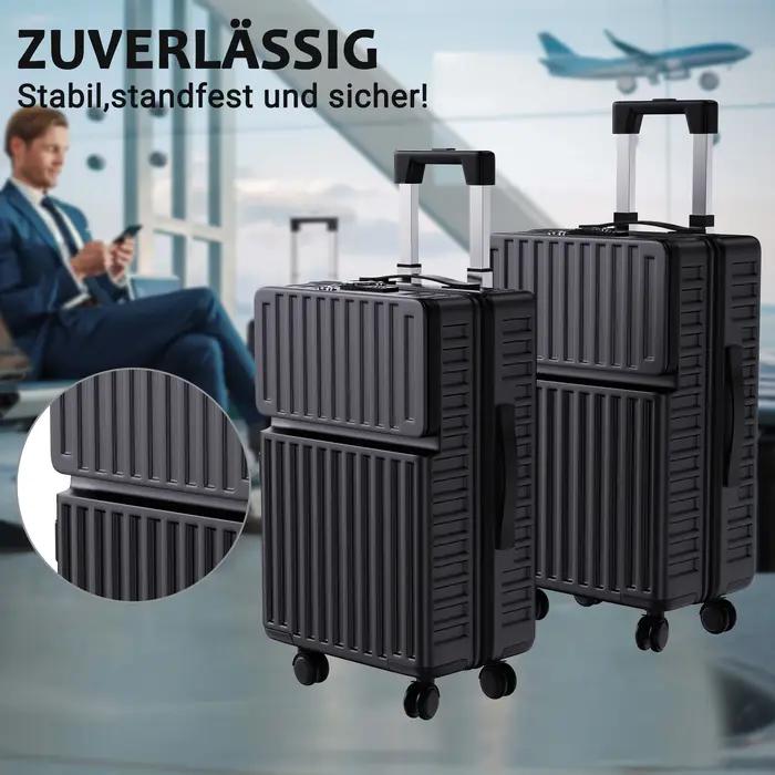 Superaly Ensemble de 2 valises de 20-24 pouces avec rangement frontal, bagages à roulettes silencieu