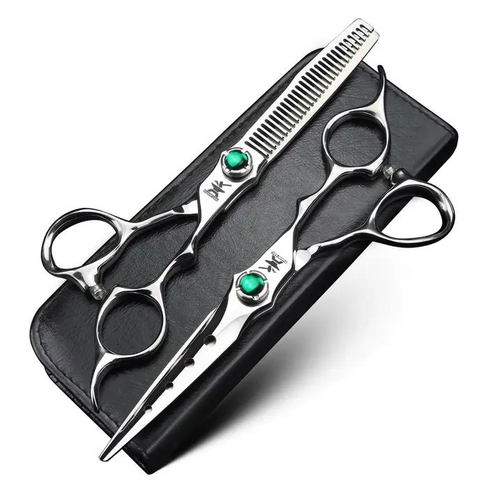 XUANFENG VG10 acier émeraude vis argent ciseaux à cheveux ciseaux de coupe de barbier et ciseaux ami
