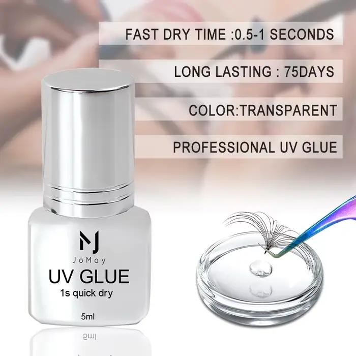 JOMAY 5ml cils adhésif 1s pour colle UV rétention longue durée 75 jours avec lampe UV colle pour Ext