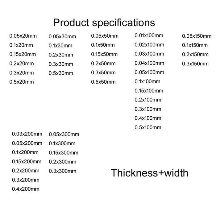 Bande de tôle en acier inoxydable 304, 1 mètre, épaisseur 0,01 0,02 0,05 0,1 0,2 0,3 0,4 0,5 mm