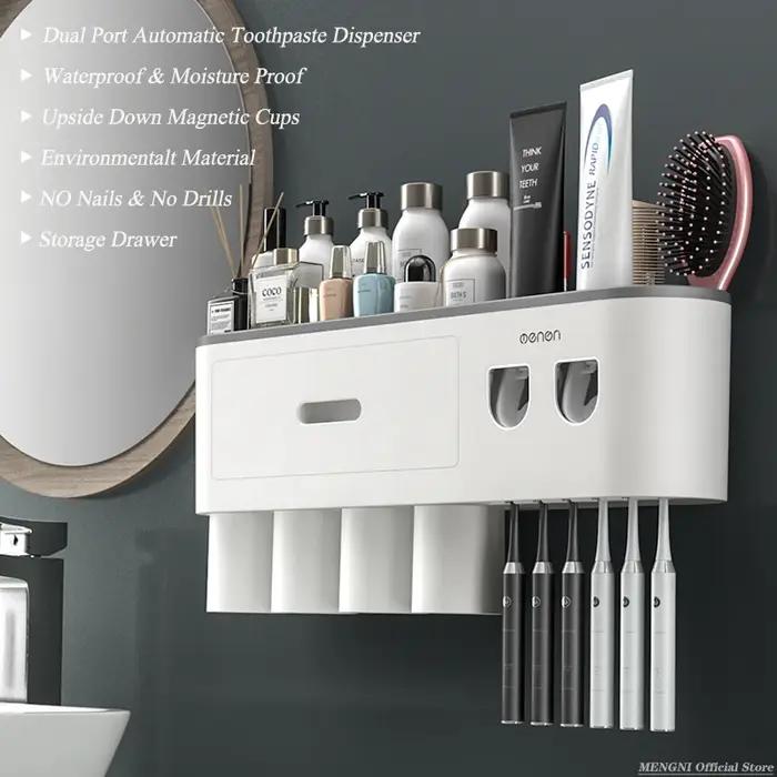 MENGNI-support de brosse à dents à Adsorption magnétique inversée, presse-dentifrice automatique mur