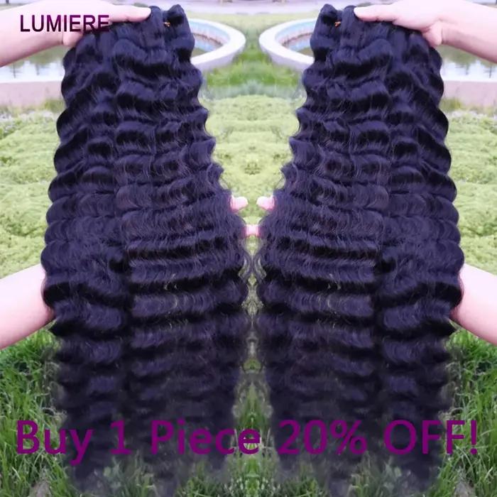 Lumiere-Mèches Péruviennes Naturelles Remy 3/4 Noires, Cheveux Ondulés, Double Trame, 10 à 30 Pouces