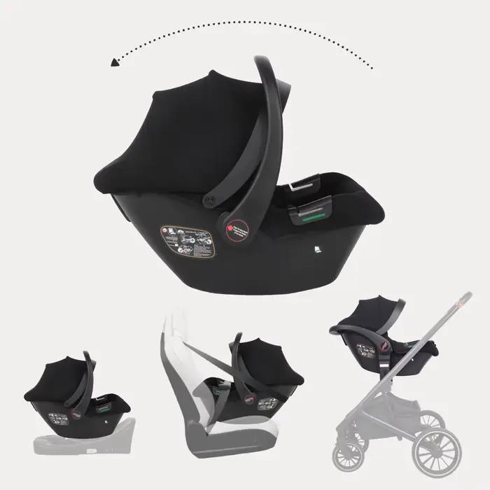 Siège auto pour bébé Babyvoyage noir avec base Isofix, protection solaire UPF45+, confortable, respi
