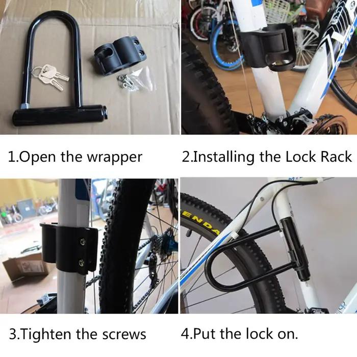 Vélo U serrure portable vtt route vélo roue serrure avec clé antivol sécurité moto Scooter cyclisme