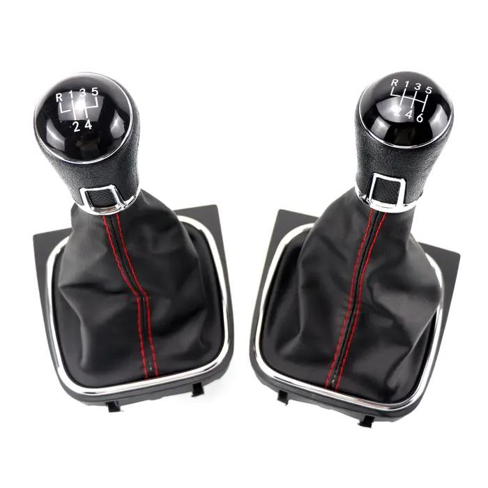 Pommeau de levier de vitesse 5/6 vitesses et Gaitor de démarrage, ensemble en cuir noir pour VW Golf