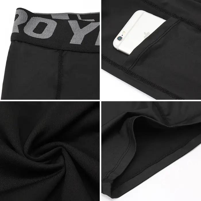 Short de compression homme séchage rapide poche intégrée pour course fitness entraînement sportif maximal