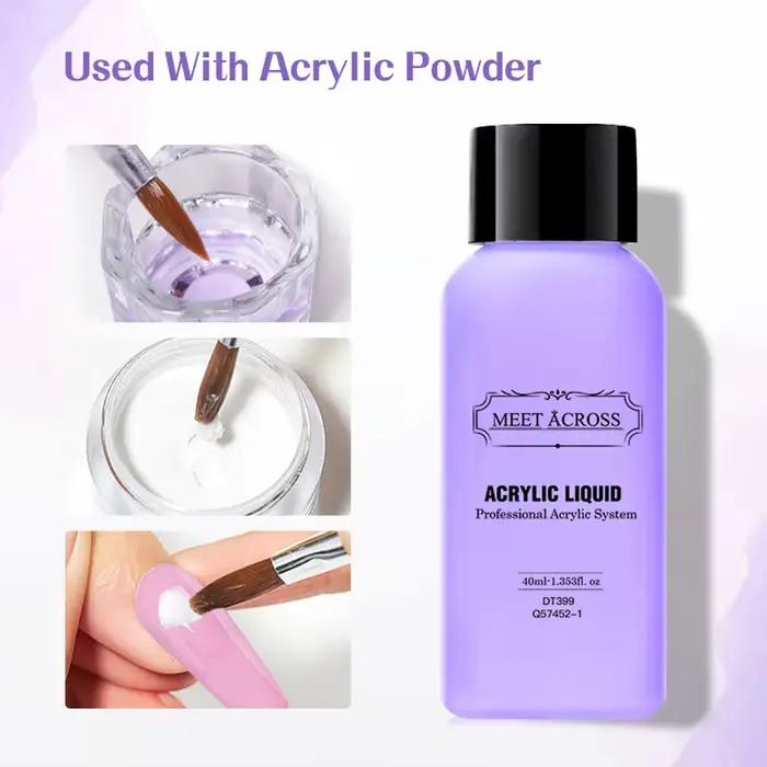 MEET ACROSS 40ml liquide acrylique pour poudre acrylique poussière ongles monomère cristal Nail Art
