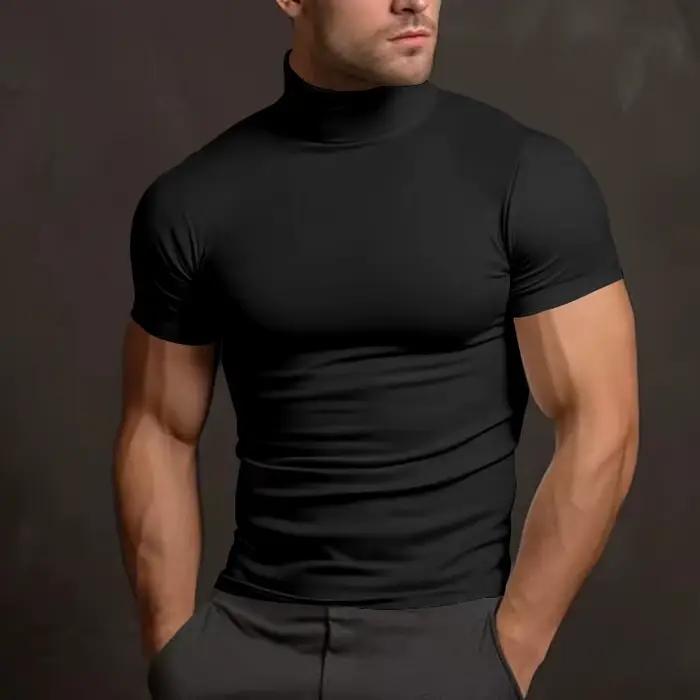 T-shirt homme sport col haut élastique séchage rapide pour course et gymnase - Confort optimal