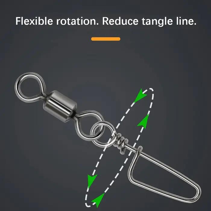 DNDYUJU 50pcs roulement de pêche émerillons anneau solide Interlock Snap pour hameçon leurre connect
