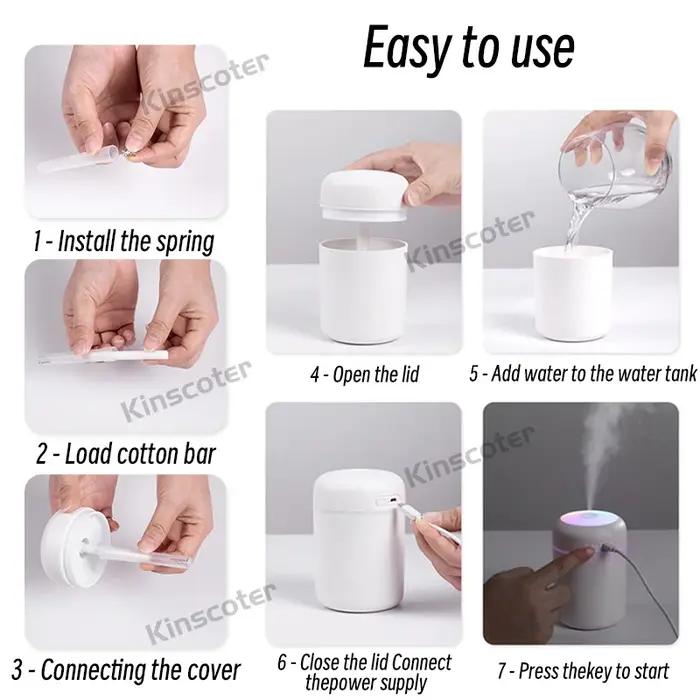 Humidificateur d'air H2O Portable, Mini diffuseur d'arôme USB avec brume fraîche pour chambre à couc