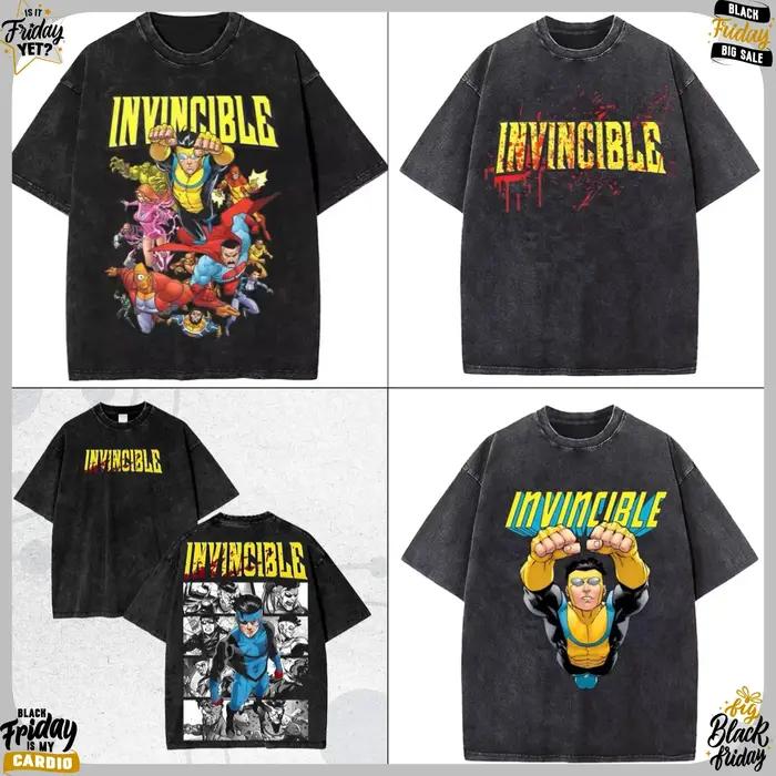 T-shirt Oversize Lavé Anime Invincible avec Motif Rétro – Collection Été 2026 – Style Hip Hop Esthét