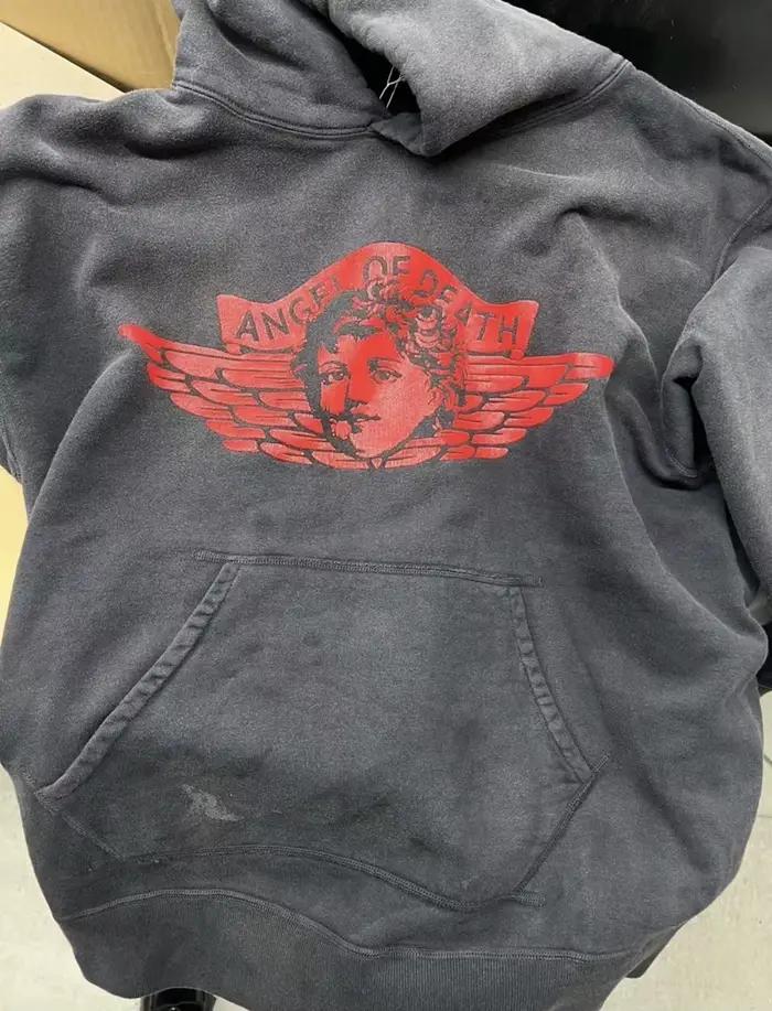 Saint sweats à capuche faire vieux motif d'ange lavé haute rue hommes femmes décontracté ample Hip-h