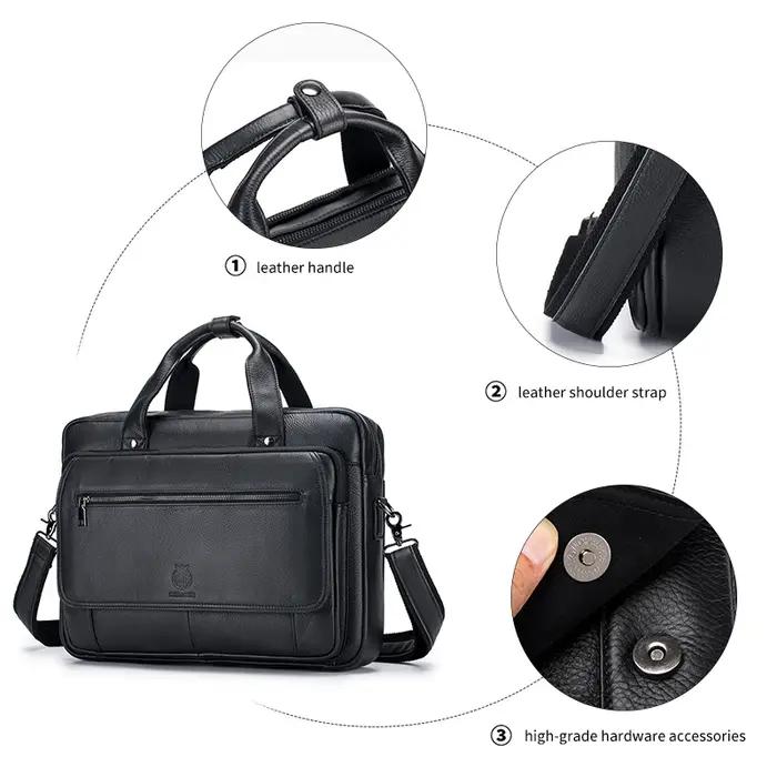 Porte-documents de luxe vintage en cuir véritable pour homme, coque rigide, 16 pouces, sac d'ordinat