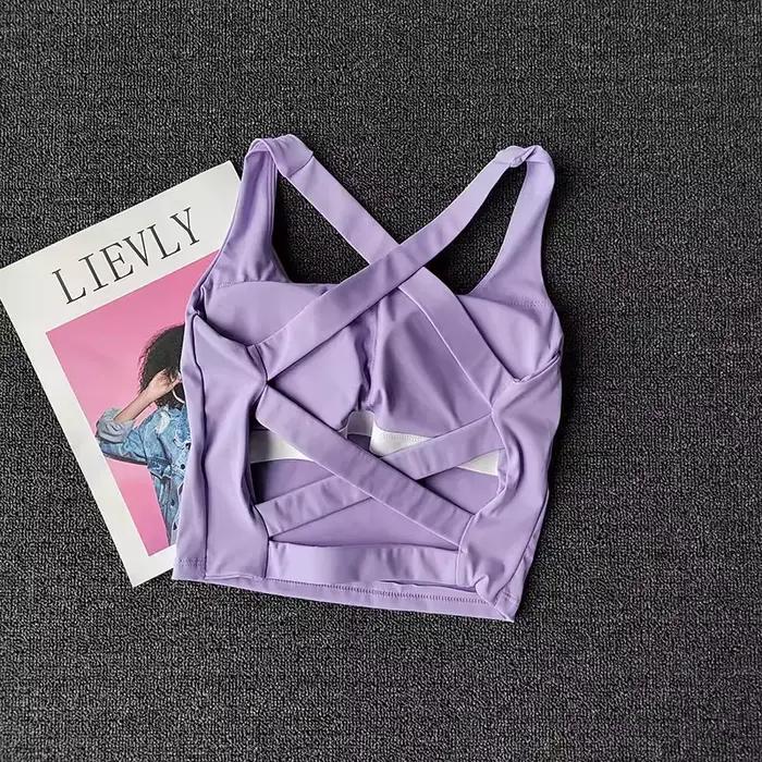Soutien-gorge sport femme sans couture haute impact - Brassière fitness sexy yoga push-up