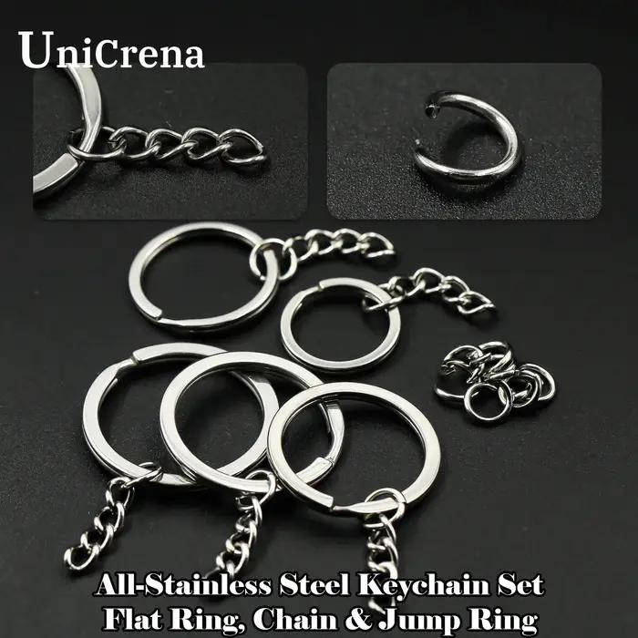 Unicrena Anneau à Bascule avec Chaîne Acier Inoxydable - Connecteur pour Porte-Clés, DIY Artisanat,
