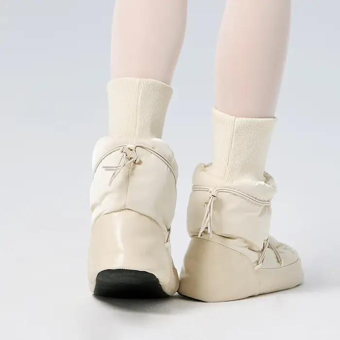 Bottes de ballet montantes chaudes pour femmes et filles - Poignets élastiques noires pour ballerines d'hiver