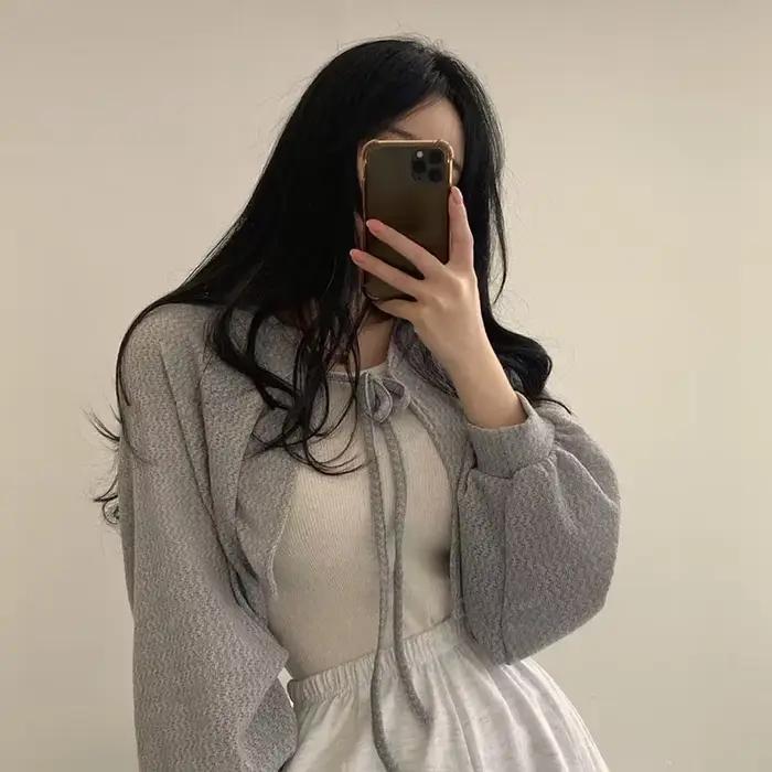 Cardigan Blanc Fin à Lacets pour Femme, Tricot d'Été, Protection Solaire, Mode Coréenne, Manches Lan