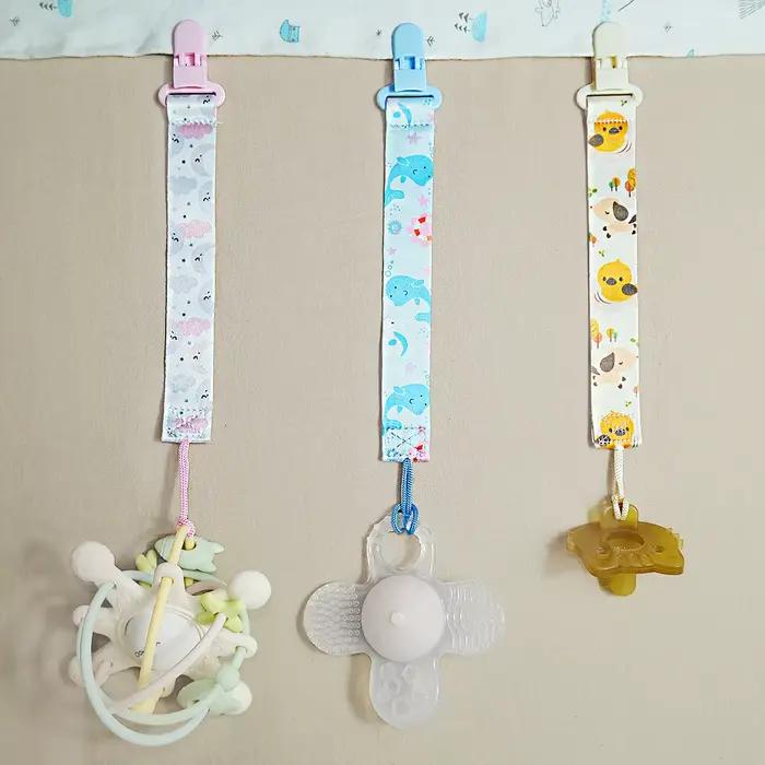 Sucette pour bébé imprimée de dessin animé 3 pièces pour empêcher la chute de chaîne ; Jouet en gomm
