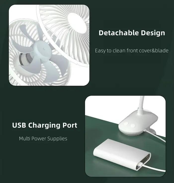 KASYDoFF-Ventilateur de table rotatif à 720 °, portable, avec 4 engrenages, silencieux, pour pousset