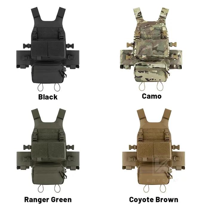 KRYDEX – gilet tactique porte-plaque lisse à basse visibilité, avec ceinture élastique, Micro combat