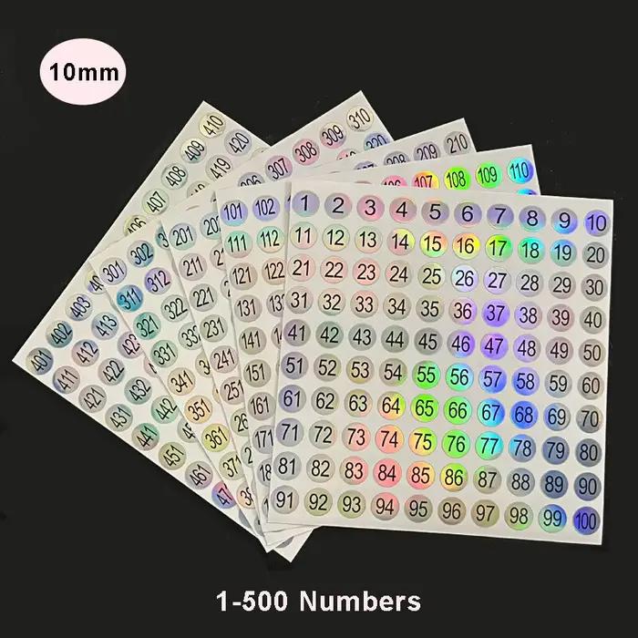 Étiquette autocollante avec numéro Laser, 5 feuilles (1-500), pour vernis à ongles, affichage des po