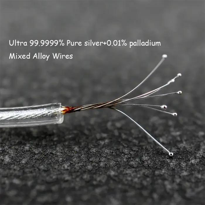Câble d'écouteurs en paladium argent pur, 8 cœurs, 99% 7n, pour 0.78mm, 2 broches BA W4r UM3X UM3RC