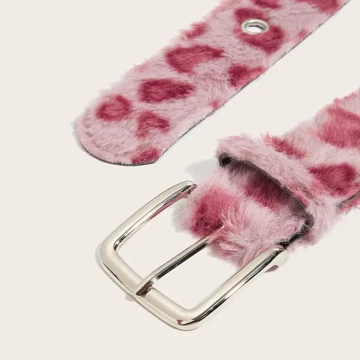 Ceinture en peluche rose pour femmes, tendance Y2k, accessoires pour jeans polyvalents, boucle ardil