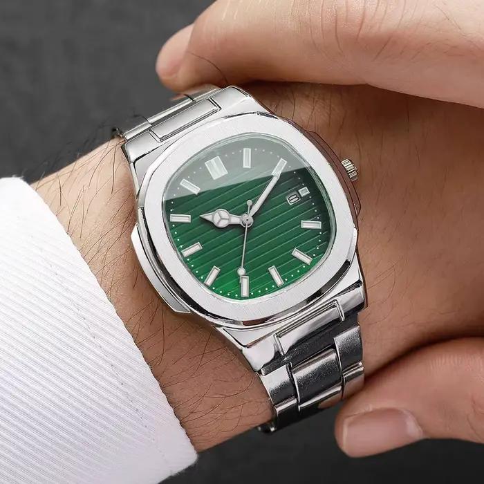 Montres d'affaires de luxe pour hommes, cadran carré, bracelet en acier inoxydable, montre à Quartz avec calendrier pour horloge pour hommes (sans boîte)