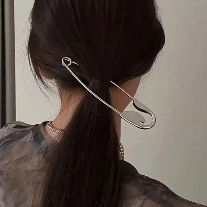 Broche Simple grande taille pour femmes, pince à cheveux, boucles en jean, costume fixe, vêtements,