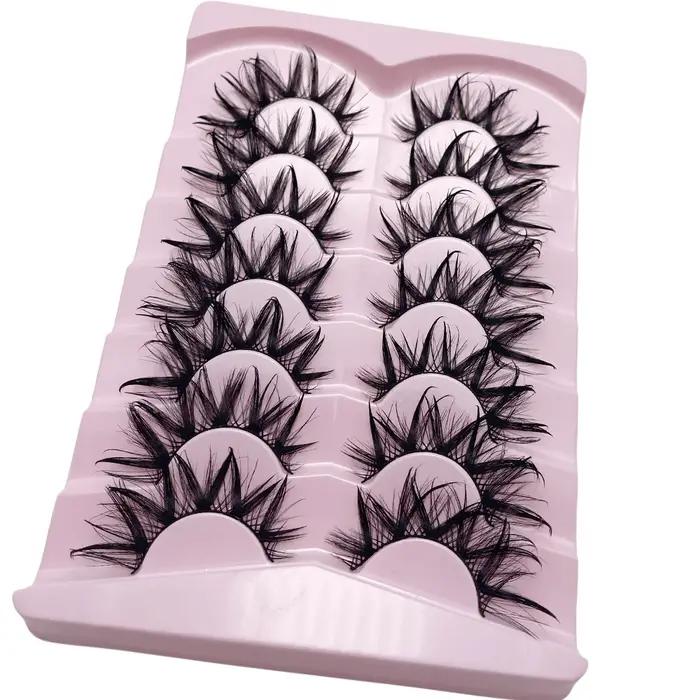 7 paires de faux cils humides cils de chat fée moelleux cils d'oeil de chat 3D, faux cils, cils natu