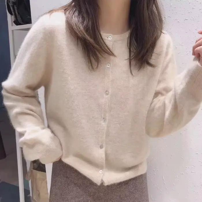 Cardigan tricoté à manches longues pour femme, haut Vintage Y2k, coréen, mode automne-hiver, col ron