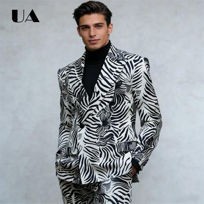 Costume deux pièces imprimé zèbre, costume formel 2 pièces pour hommes pour bal de promo, Costume de
