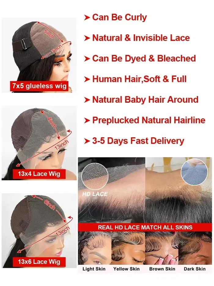 300% densité bouclés perruques cheveux humains 13x6 HD dentelle frontale vague profonde