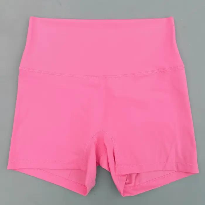 Couleur unie serré doux femmes Fitness Sport court taille haute Yoga court Legging Squatting preuve