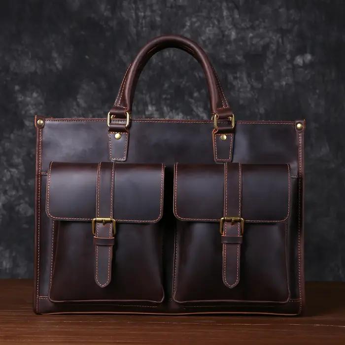 Sac à bandoulière rétro en cuir de vachette pour homme