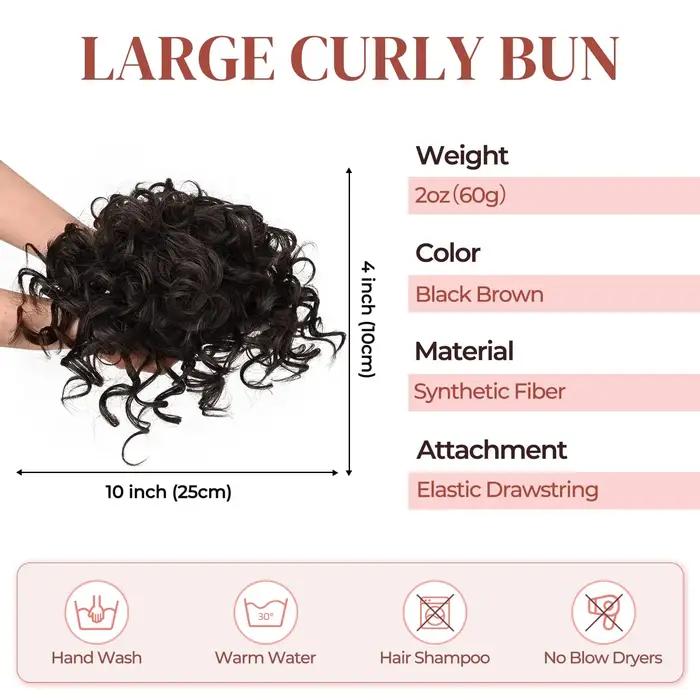 Chignon synthétique en désordre, 60g, cordon élastique, vague lâche, bouclé, Extensions de cheveux p
