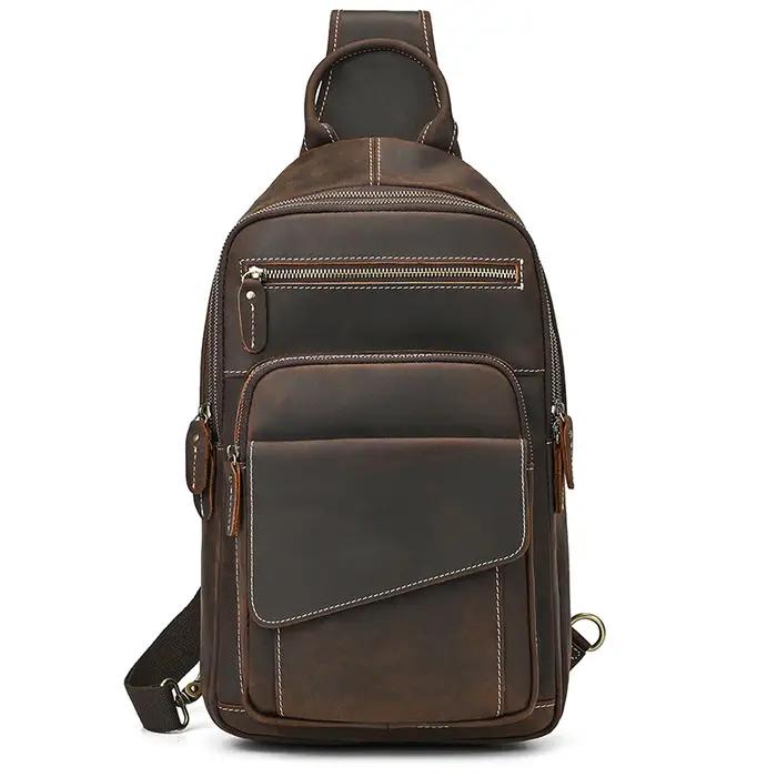 Newsbird – sac à bandoulière en cuir de vache souple pour homme, sacoche de poitrine en cuir véritab
