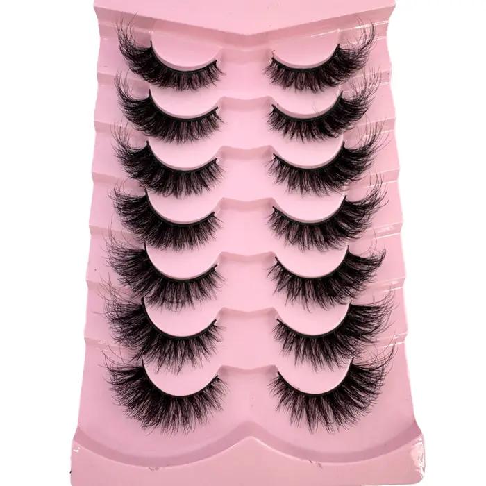 HBZGTLAD 7 paires Faux cils en vison moelleux aspect naturel Faux cils Volume vaporeux renard/Oeil d