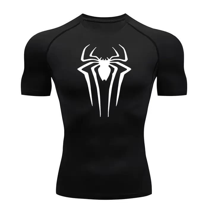 Chemises de Compression imprimées araignée pour hommes, t-shirt d'été à manches courtes, protection
