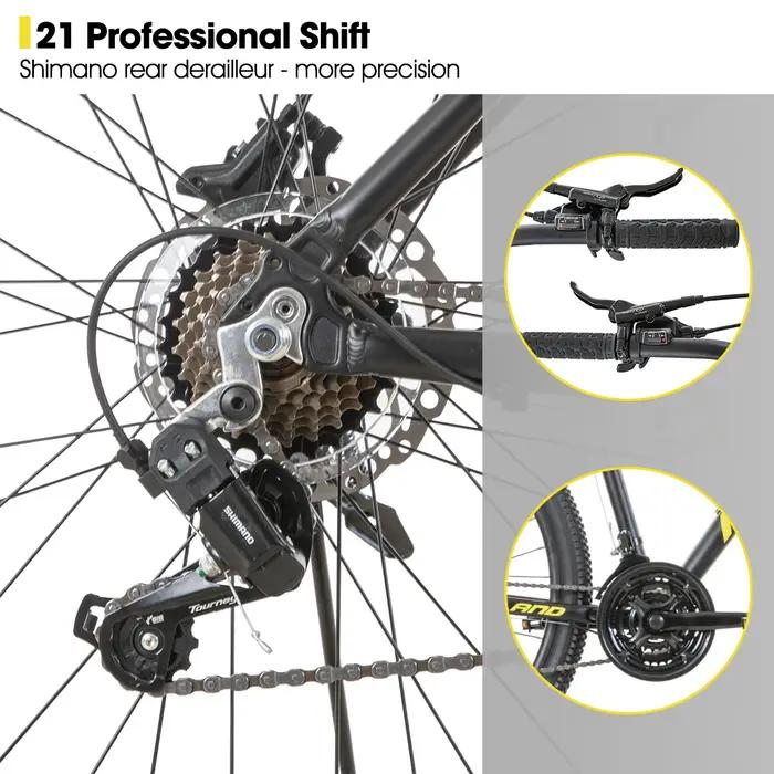 Hiland-Vélo de montagne à 21 vitesses en aluminium, freins à disque hydrauliques, fourche à suspensi